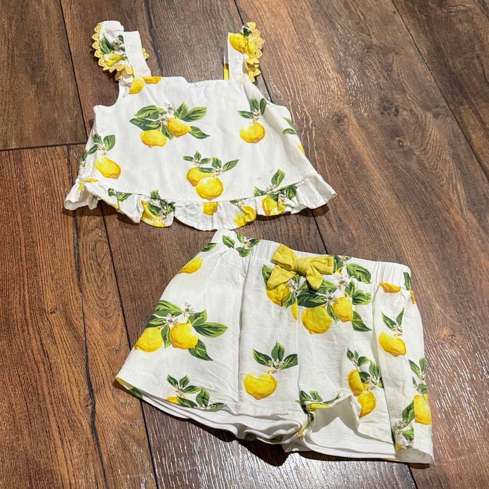 Girls’ Lemon Print Set, Tank Top + Shorts
